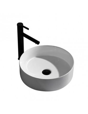 Epona 14", lavabo rond en porcelaine avec fini blanc