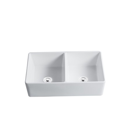 Balios, 33" Glossy White Double Porcelain Sink