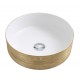 Epona 14", Round porcelain bassin white and gold finish