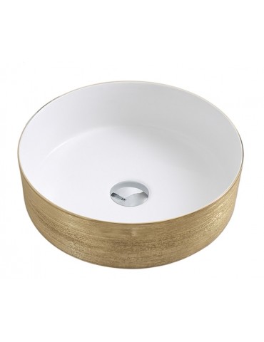 Epona 14", lavabo rond fini or et blanc