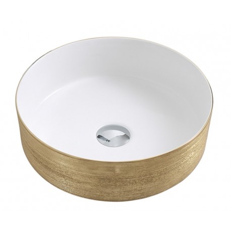 Epona 14", lavabo rond fini or et blanc