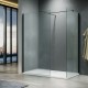 Fresca 32", Black matte walk-in style glass shower with 34" return