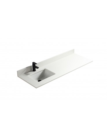 Pure White 60", Quartz Vanity Top with Undermount Porcelain Sink