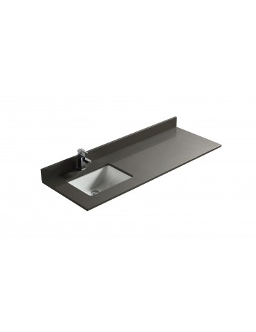 Pure Gray 60", Quartz Vanity Top with Undermount Porcelain Sink