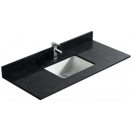 Black 48", Quartz Vanity Top with Undermount Porcelain Sink