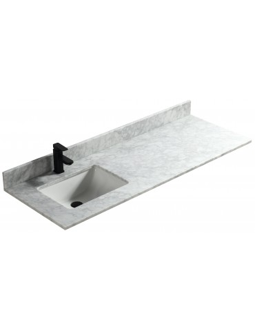 White Carrara 60", Marble Vanity Top with Undermount Porcelain Sink