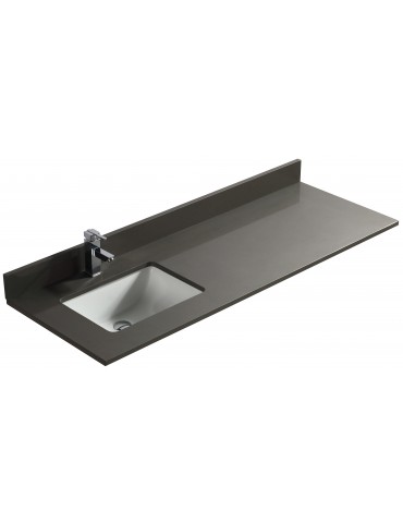 Pure Gray 60", Quartz Vanity Top with Undermount Porcelain Sink