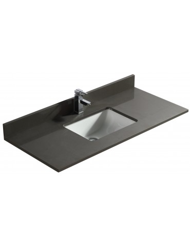 Pure Gray 48", Quartz Vanity Top with Undermount Porcelain Sink
