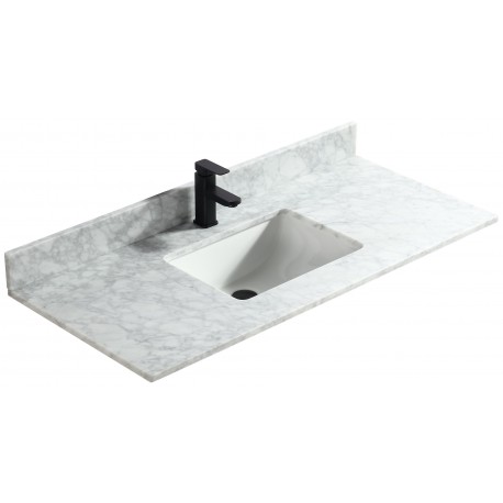 White Carrara 48", Marble Vanity Top with Undermount Porcelain Sink