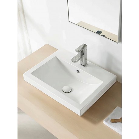 Mars, Lavabo en porcelaine semi-encastré