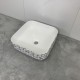 Volva 15", square porcelain sink with glossy white finish and graphics