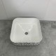 Volva 15", square porcelain sink with glossy white finish and graphics