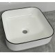 Nyx 15", lavabo carré en porcelaine avec fini blanc et noir lustré