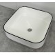 Nyx 15", lavabo carré en porcelaine avec fini blanc et noir lustré