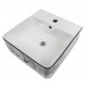 Kali, rectangle porcelain sink with glossy white finish, glossy black border and graphics