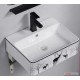 Kali, rectangle porcelain sink with glossy white finish, glossy black border and graphics