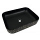 Volva, square porcelain sink with matt black finish and golden marbling