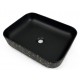 Volva, square porcelain sink with matt black finish and golden marbling