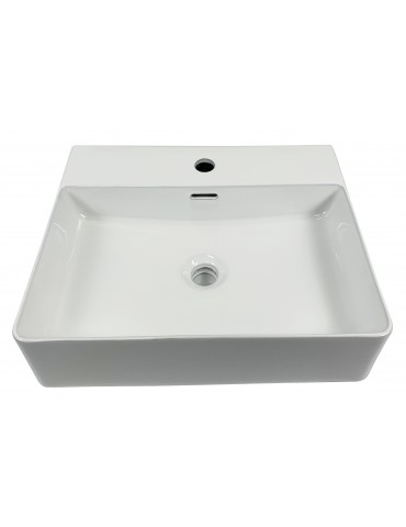 Kali, lavabo rectangulaire en porcelaine avec fini blanc lustré