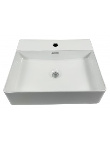 Kali, rectangular porcelain sink with glossy white and finish