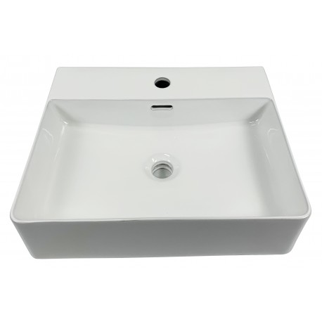 Kali, lavabo rectangulaire en porcelaine avec fini blanc lustré