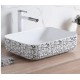 Nyx 14", square porcelain sink with glossy white and black finish