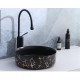 Volva, square porcelain sink with matt black finish and golden marbling