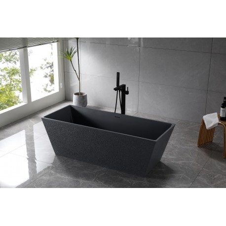 Bain autoportant 63'' noir mat en Istone