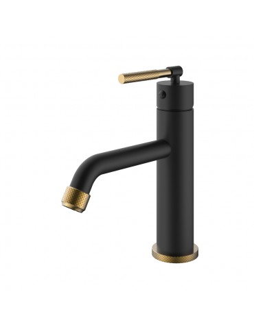 Kidali II, matte black and gold vessel faucet