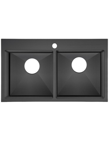 Galaxie, évier de cuisine double noir Anthracite 30''