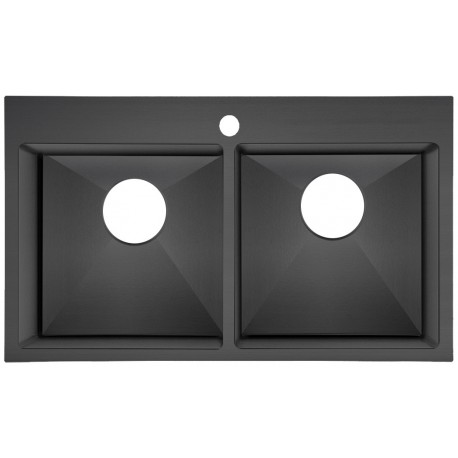Galaxie, évier de cuisine double noir Anthracite 30''