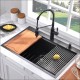 Galaxie 33", Black Kitchen Sink with Cutting Board and Strainer