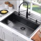 Galaxie 33", Black Kitchen Sink with Cutting Board and Strainer