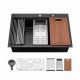 Galaxie 33", Black Kitchen Sink with Cutting Board and Strainer