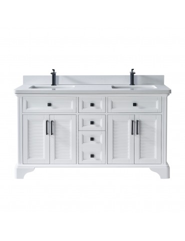 VELA 60" Vanité double en bois massif