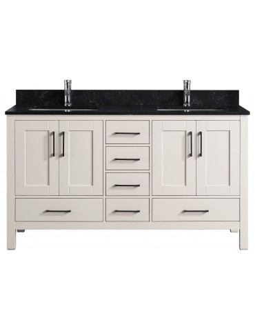 Vanité de salle de bain Goli 60'' – bois massif greige