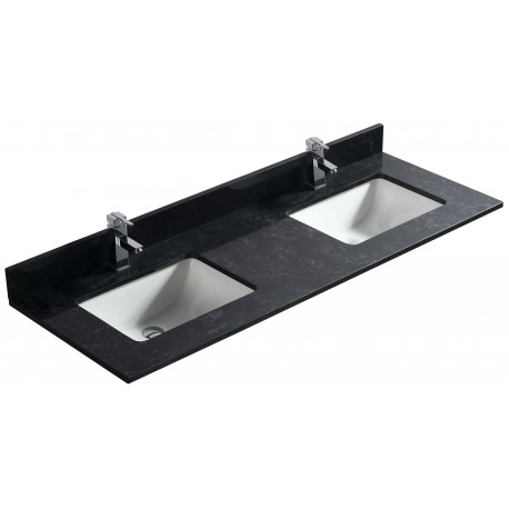 Galaxy Black 72", granite vanity top with 2 undermount porcelain sink Galaxy Black 72", granite vanity top with 2 undermount porcelain sink
