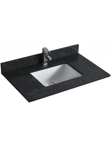 Black 36", Quartz Vanity Top with Undermount Porcelain Sink