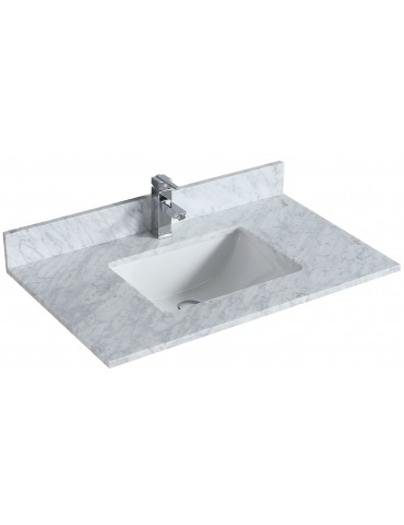 Dessus de vanité en marbre blanc carrara 36 pouces avec lavabo sous-plan en porcelaine