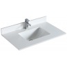 Dessus de vanité en quartz blanc pure 36 pouces avec lavabo sous-plan en porcelaine