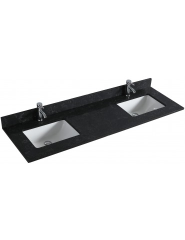 Galaxy Black 72", granite vanity top with 2 undermount porcelain sink