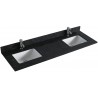 72" Black Quartz Vanity Top with 2 Undermount Porcelain Sink