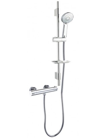 Chrome shower faucet with thermostatic shower mixer
