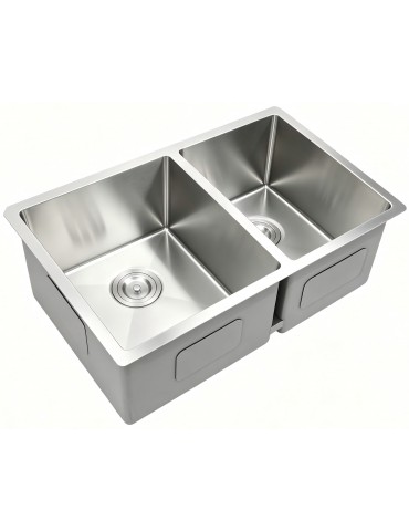 Évier de cuisine double, 30 x 18" x 9", acier inoxydable