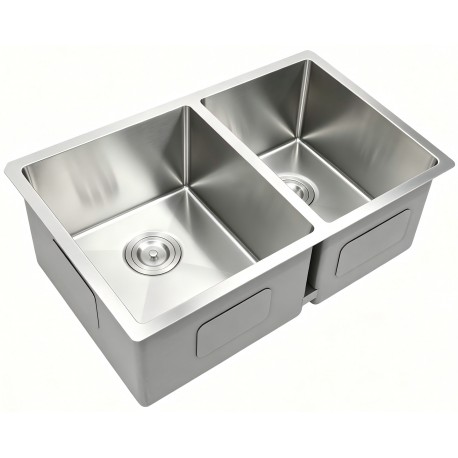 Double Kitchen Sink, 30 x 18" x 9", Stainless Steel