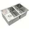 Double Kitchen Sink, 30 x 18" x 9", Stainless Steel