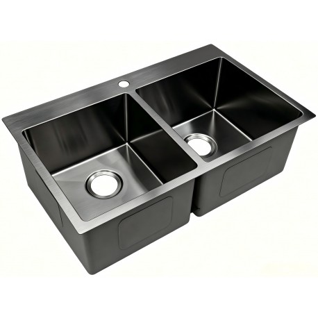 Double Topmount Kitchen Sink, 30 x 18" x 9", Black
