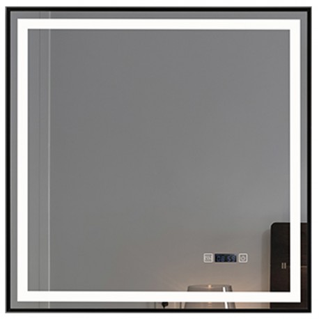 Miroir, 36 × 36", fini noir, collection Bluesync