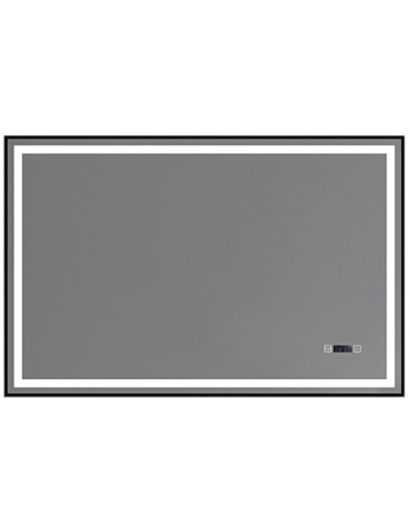 LED Rectangular Mirror, 60 × 40", black finish, Bluesync Collection