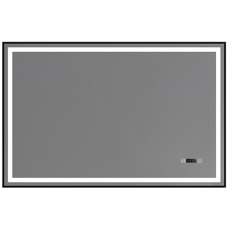 LED Rectangular Mirror, 60 × 40", black finish, Bluesync Collection